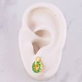 Stud Earrings Circle Dense Emeralds 76pts 4.1g / in / 12.6mm Yellow Gold 18K