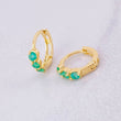 Hoop Earrings Trio Linear Emeralds 31pts 1.7g / 1/2 in 18K Yellow Gold