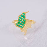 Map Ring Emeralds 27pts 2.25g / T6 1/4 Yellow Gold 18K