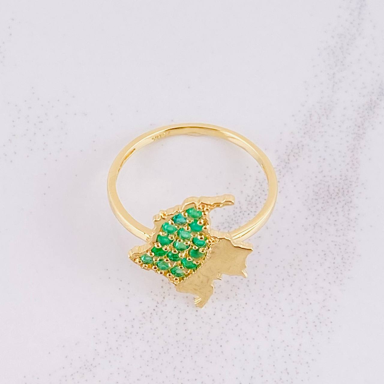 Map Ring Emeralds 27pts 2.25g / T6 1/4 Yellow Gold 18K