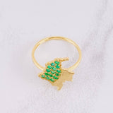 Map Ring Emeralds 27pts 2.25g / T6 1/4 Yellow Gold 18K