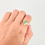 Map Ring Emeralds 27pts 2.25g / T6 1/4 Yellow Gold 18K