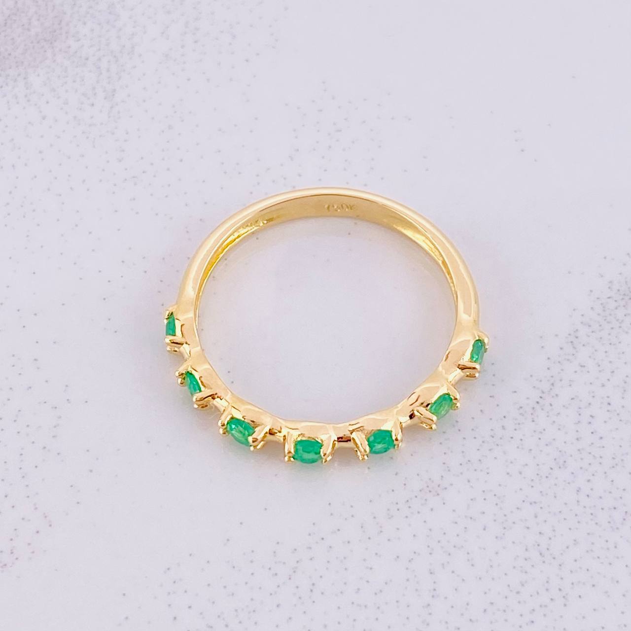 Dense Line Ring Emeralds 22pts 2.3g / T7 1/4 Yellow Gold 18K