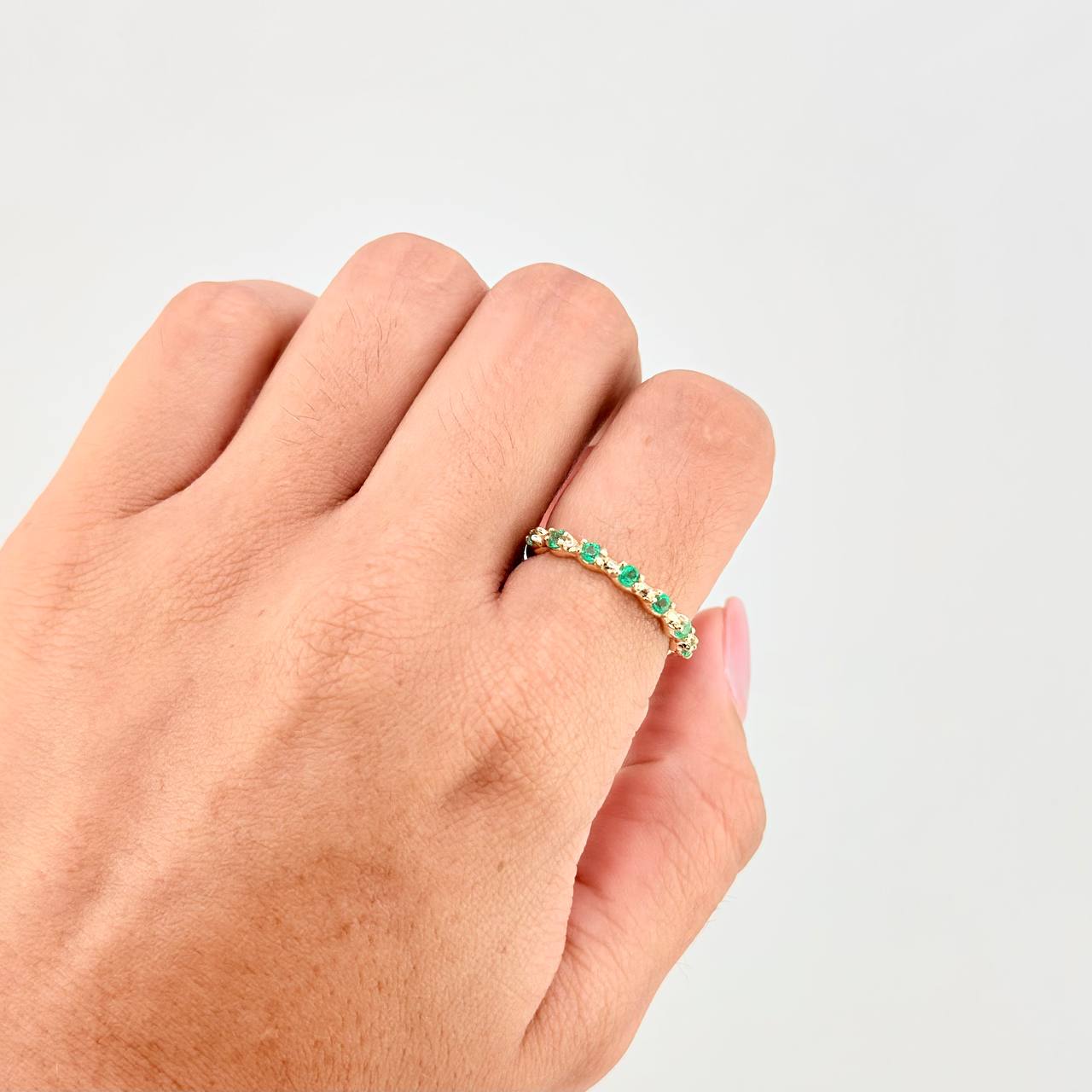 Dense Line Ring Emeralds 22pts 2.3g / T7 1/4 Yellow Gold 18K