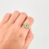 Anillo Circular Esmeraldas 31pts Diamantes 8pts 1.85g / T7 1/2 Oro Amarillo 18K