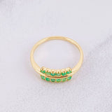 Double Line Ring Emeralds 37pts 2.6g / T7 1/4 Yellow Gold 18K
