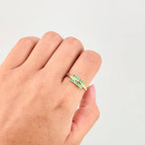 Double Line Ring Emeralds 37pts 2.6g / T7 1/4 Yellow Gold 18K
