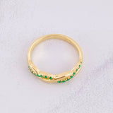 Intertwined Ring Emeralds 25pts 3.05g / T5 3/4 Yellow Gold 18K