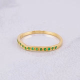 Curved Channel Ring Emeralds 27pts 1.55g / T8 Yellow Gold 18K