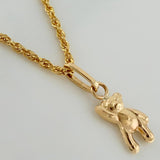 Set Rope Chain + Bear Pendant / 1.2gr / 17 3/4 in 18K Yellow Gold