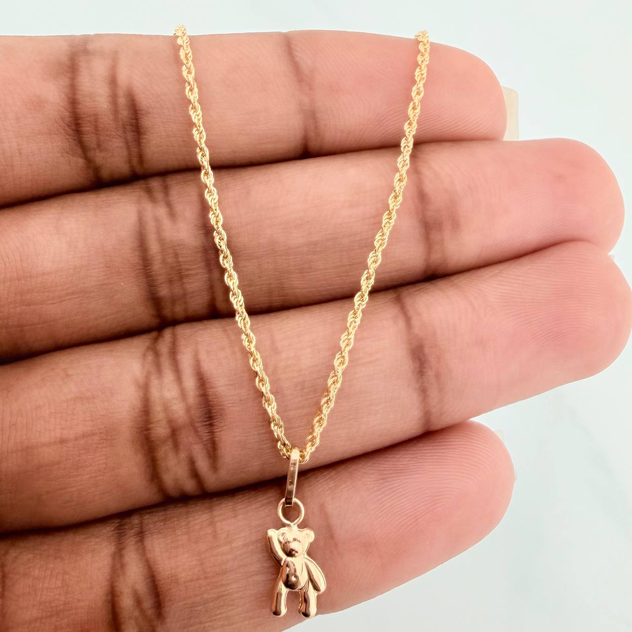 Set Cadena Lazo + Dije Oso / 1,25gr / 17 3/4 in Oro Amarillo 18K