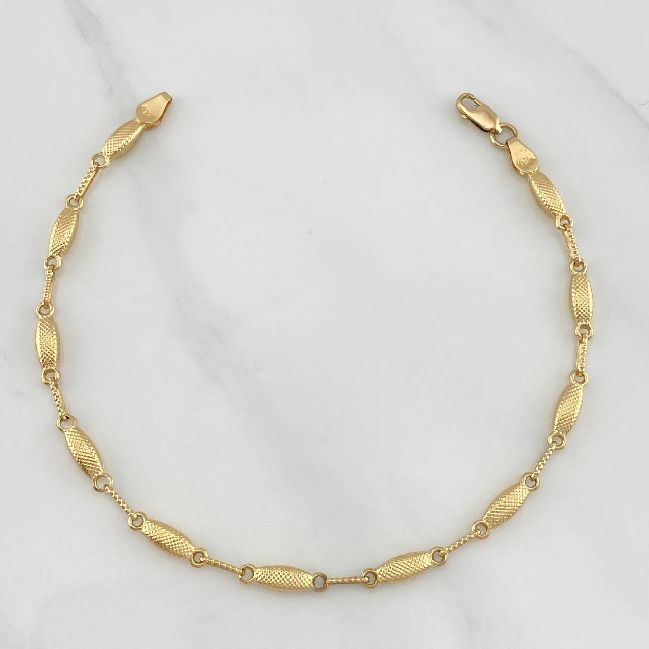 Rustic Link Bracelet 3.5 g / 7 3/4 in / 2 mm Yellow Gold 18K