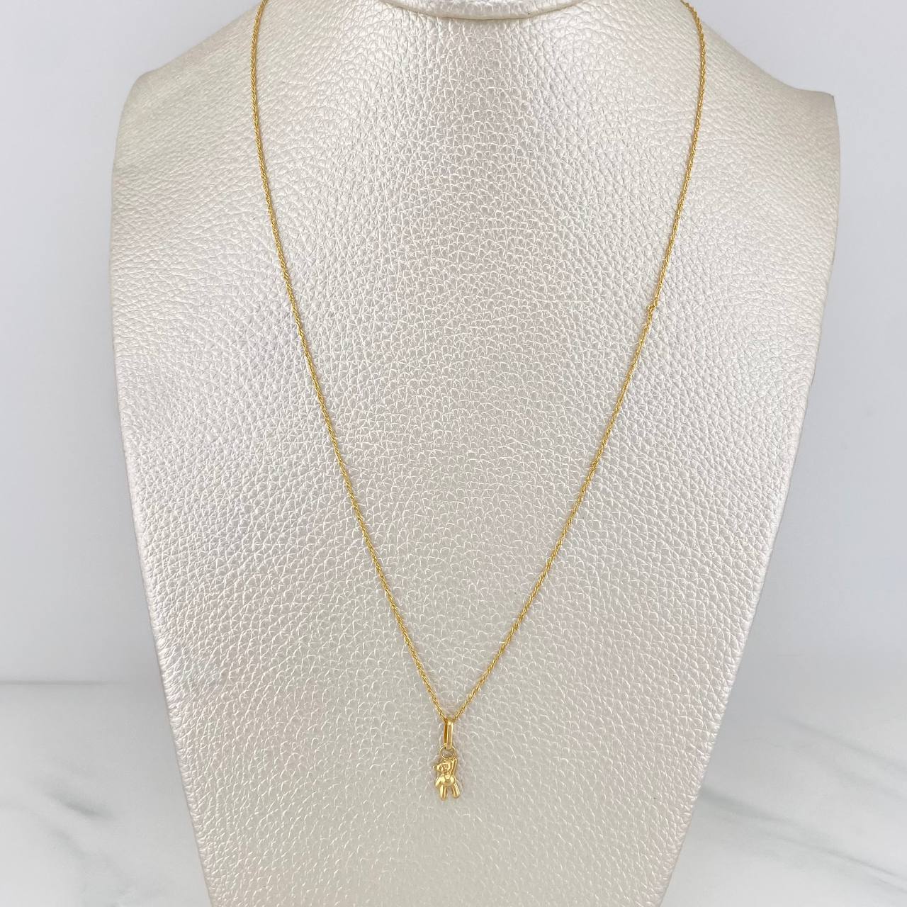 Set Singapore Chain + Pendant Bear / 1.25gr / 15 3/4 in Yellow Gold 18K