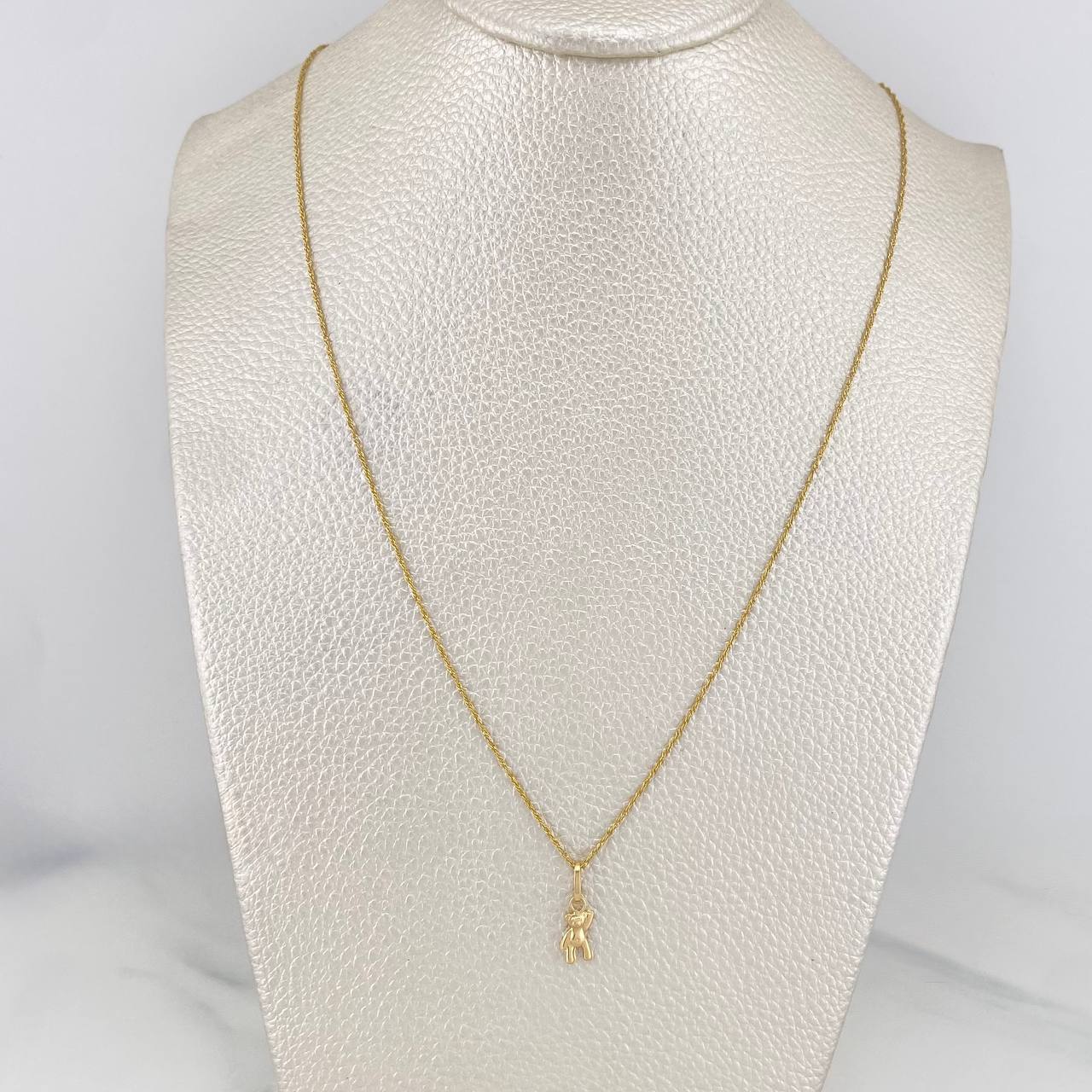 Set Singapore Chain + Pendant Bear / 1.35gr / 17 3/4 in Yellow Gold 18K