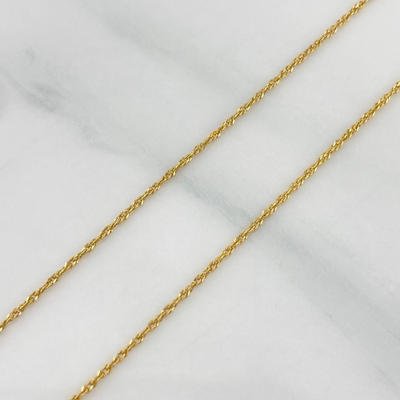 Set Singapore Chain + Pendant Bear / 1.35gr / 17 3/4 in Yellow Gold 18K