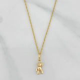Set Singapore Chain + Pendant Bear / 1.35gr / 17 3/4 in Yellow Gold 18K
