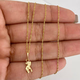 Set Singapore Chain + Pendant Bear / 1.35gr / 17 3/4 in Yellow Gold 18K