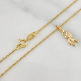 Set Singapore Chain + Pendant Bear / 1.35gr / 17 3/4 in Yellow Gold 18K
