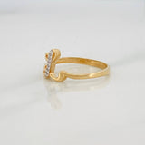 Anillo Letra L 1.8g / TT7 1/2 Dos Oros Amarillo Blanco 18K