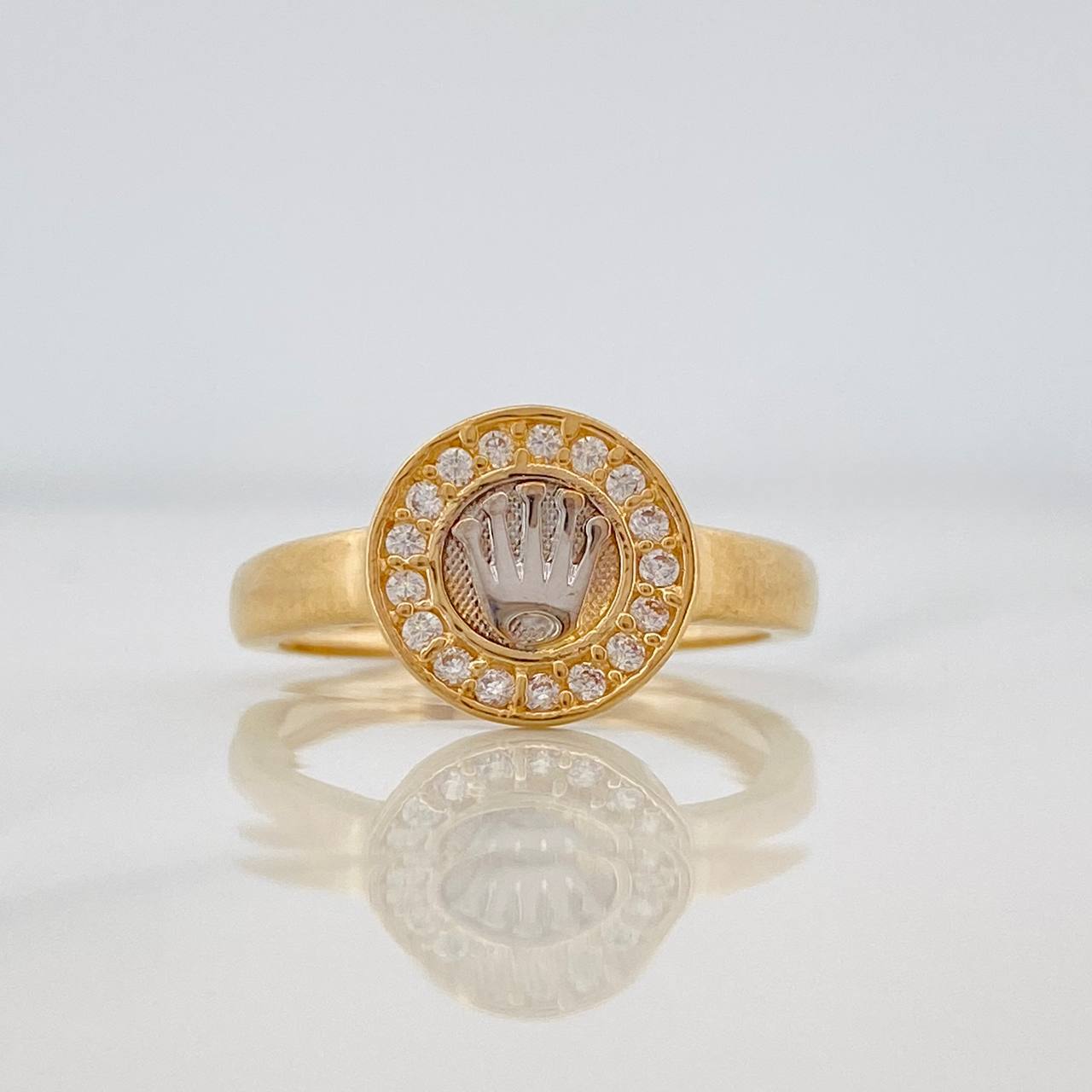 Anillo Corona 2.9g / TT6 1/4 Dos Oros Amarillo Blanco 18K