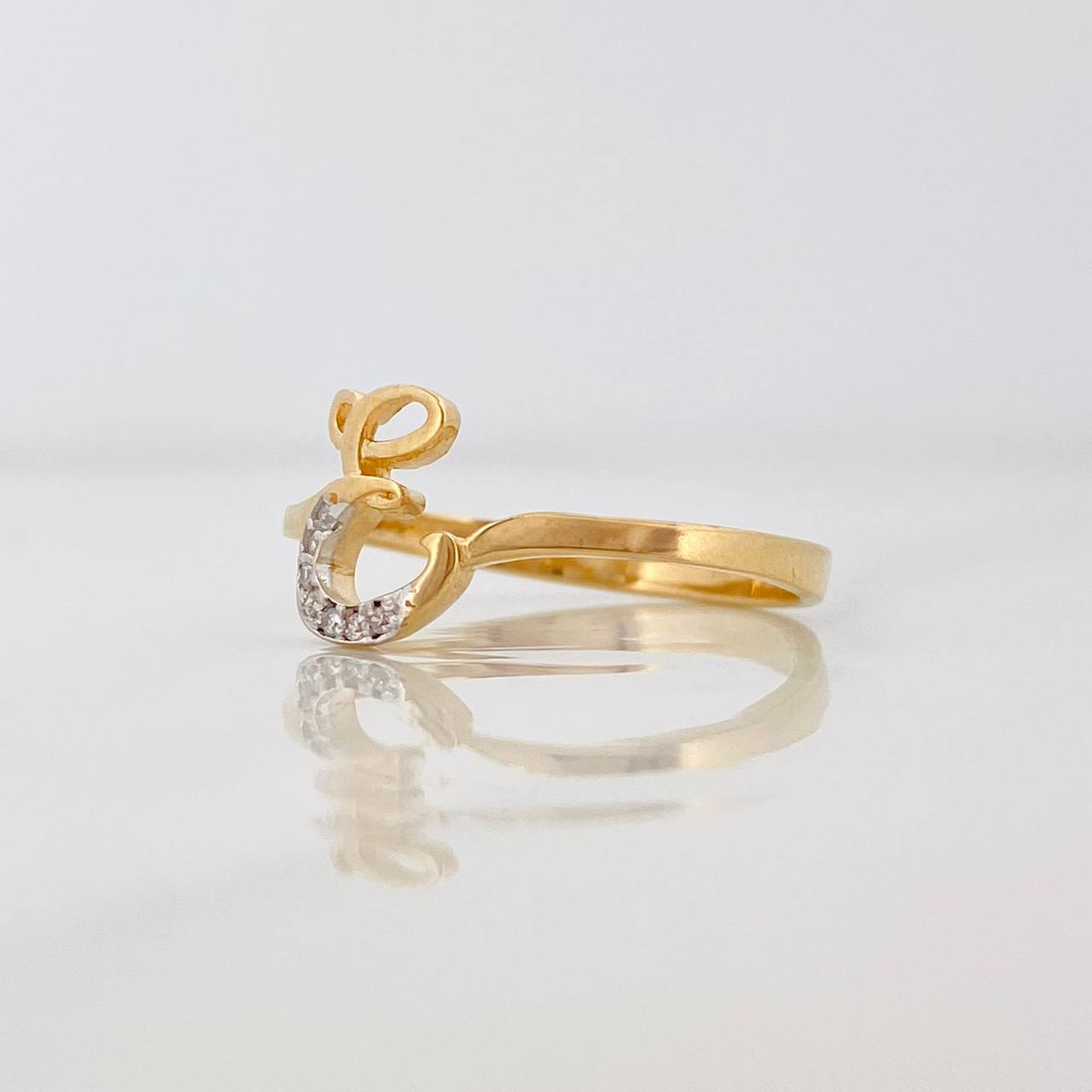 Anillo Letra e 1.75g / TT8 Dos Oros Amarillo Blanco 18K
