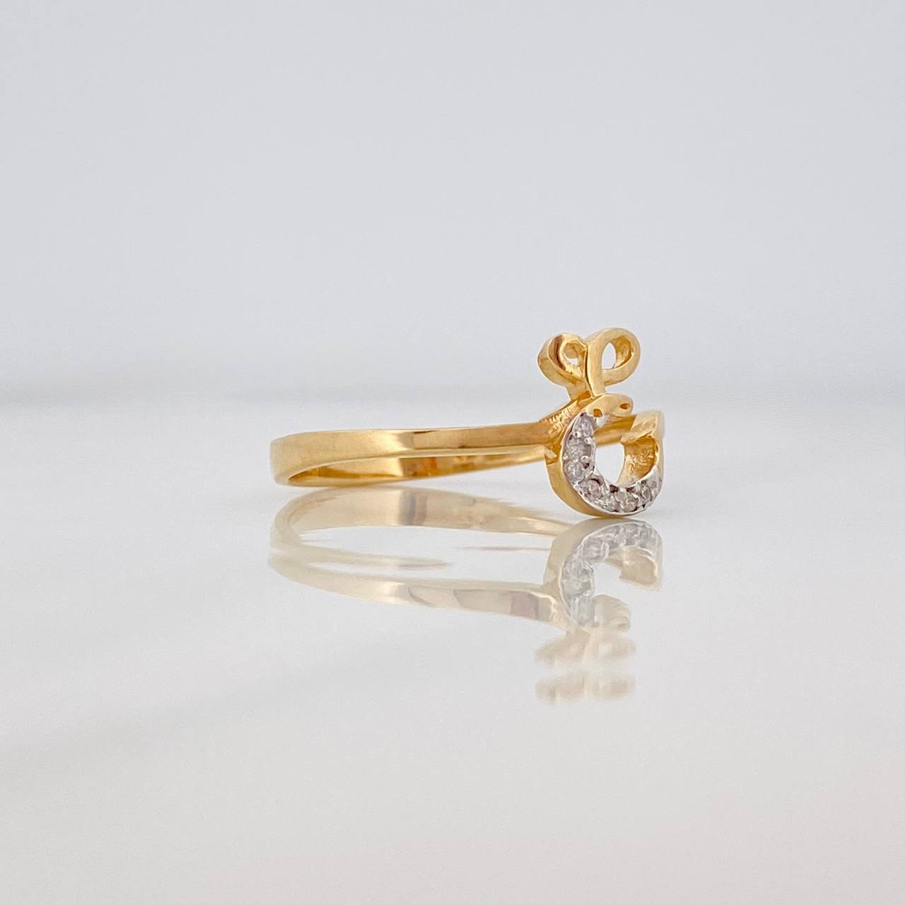 Anillo Letra e 1.75g / TT8 Dos Oros Amarillo Blanco 18K