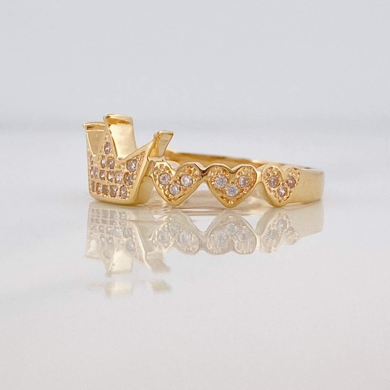 Anillo Corona Corazones 2.55g / TT7 Oro Amarillo 18K