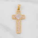 Dije Cruz Triangulo 2.6g / 1 1/4 in Dos Oros Amarillo Blanco 18K