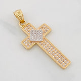 Dije Cruz Triangulo 2.6g / 1 1/4 in Dos Oros Amarillo Blanco 18K