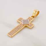 Dije Cruz Triangulo 2.6g / 1 1/4 in Dos Oros Amarillo Blanco 18K