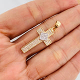 Dije Cruz Triangulo 2.6g / 1 1/4 in Dos Oros Amarillo Blanco 18K