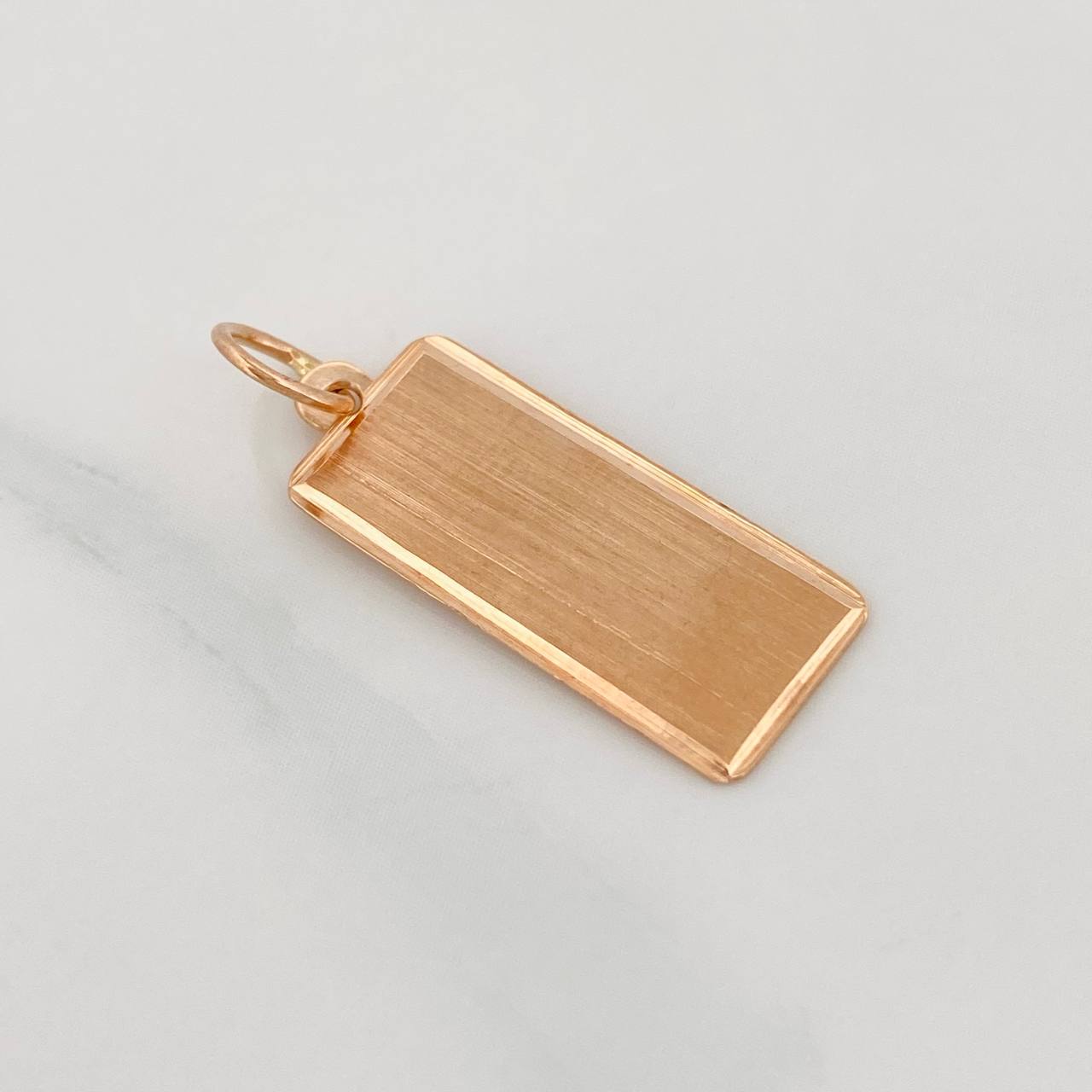 Dije Placa Rectangular 1.25g / 1 in Oro Rosa 18K