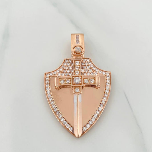 Dije Cruz Espada 26.3g / 2 1/4 in Dos Oros Blanco Rosa 18K
