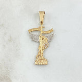 Pendant San Miguel Archangel 2.55gr / 4.1cm / White Zirconia Two-tone Yellow and White 18K Gold
