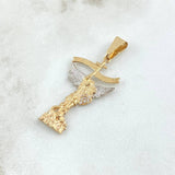 Pendant San Miguel Archangel 2.55gr / 4.1cm / White Zirconia Two-tone Yellow and White 18K Gold