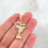 Pendant San Miguel Archangel 2.55gr / 4.1cm / White Zirconia Two-tone Yellow and White 18K Gold