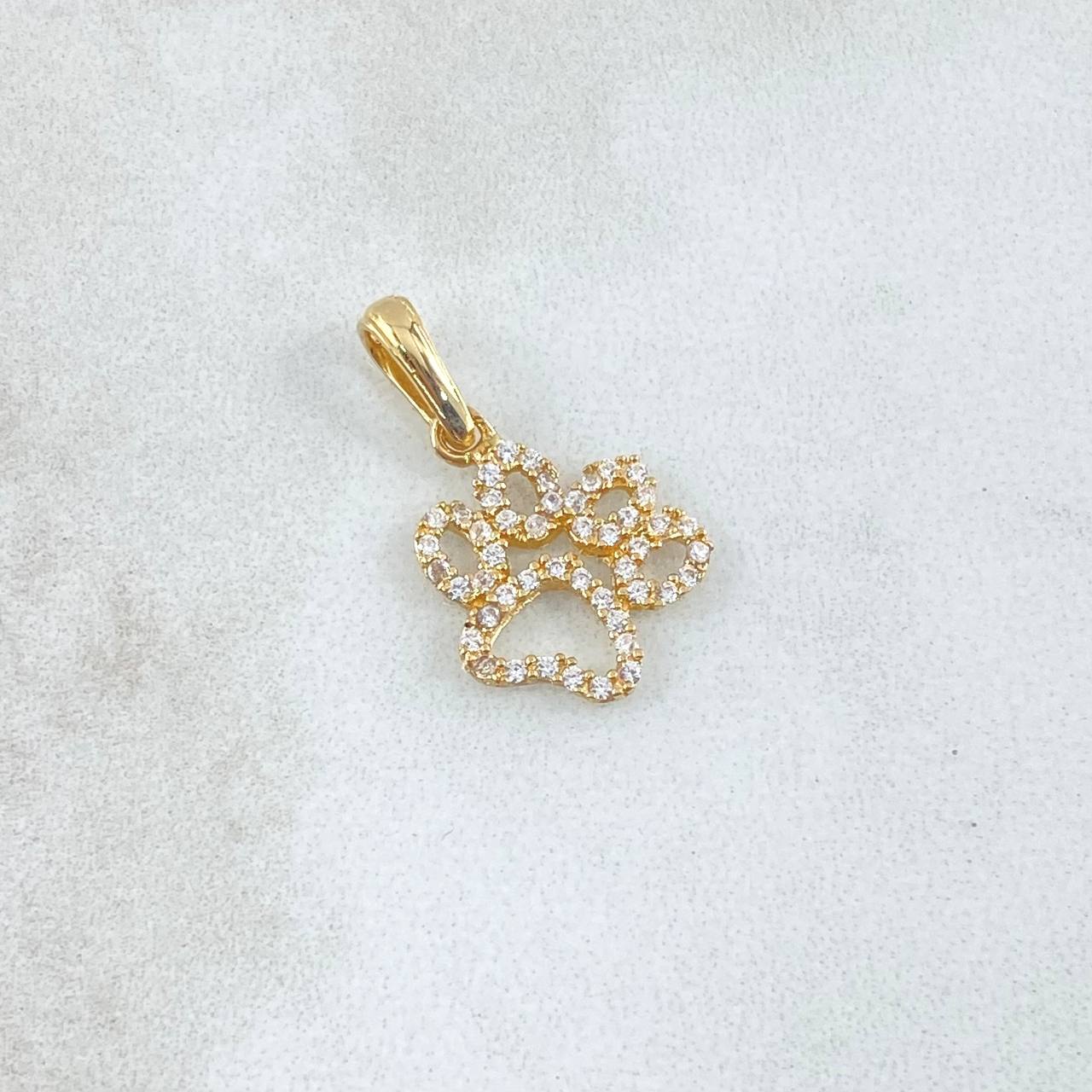 Dije Huella 0.95gr / 2cm / Circones Blancos Oro Amarillo 18K