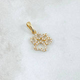 Dije Huella 0.9gr / 2cm / Circones Blancos Oro Amarillo 18K