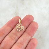 Dije Huella 0.9gr / 2cm / Circones Blancos Oro Amarillo 18K