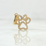 Dije Huella 0.95gr / 2cm / Circones Blancos Oro Amarillo 18K