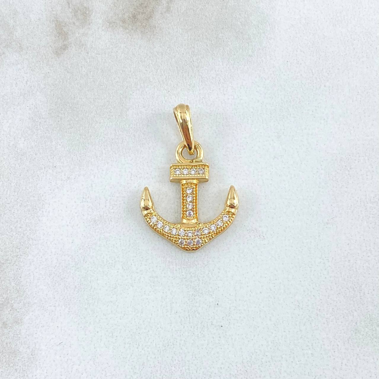 Pendant Anchor 1.65gr / 2.3cm / White Zirconia 18K Yellow Gold