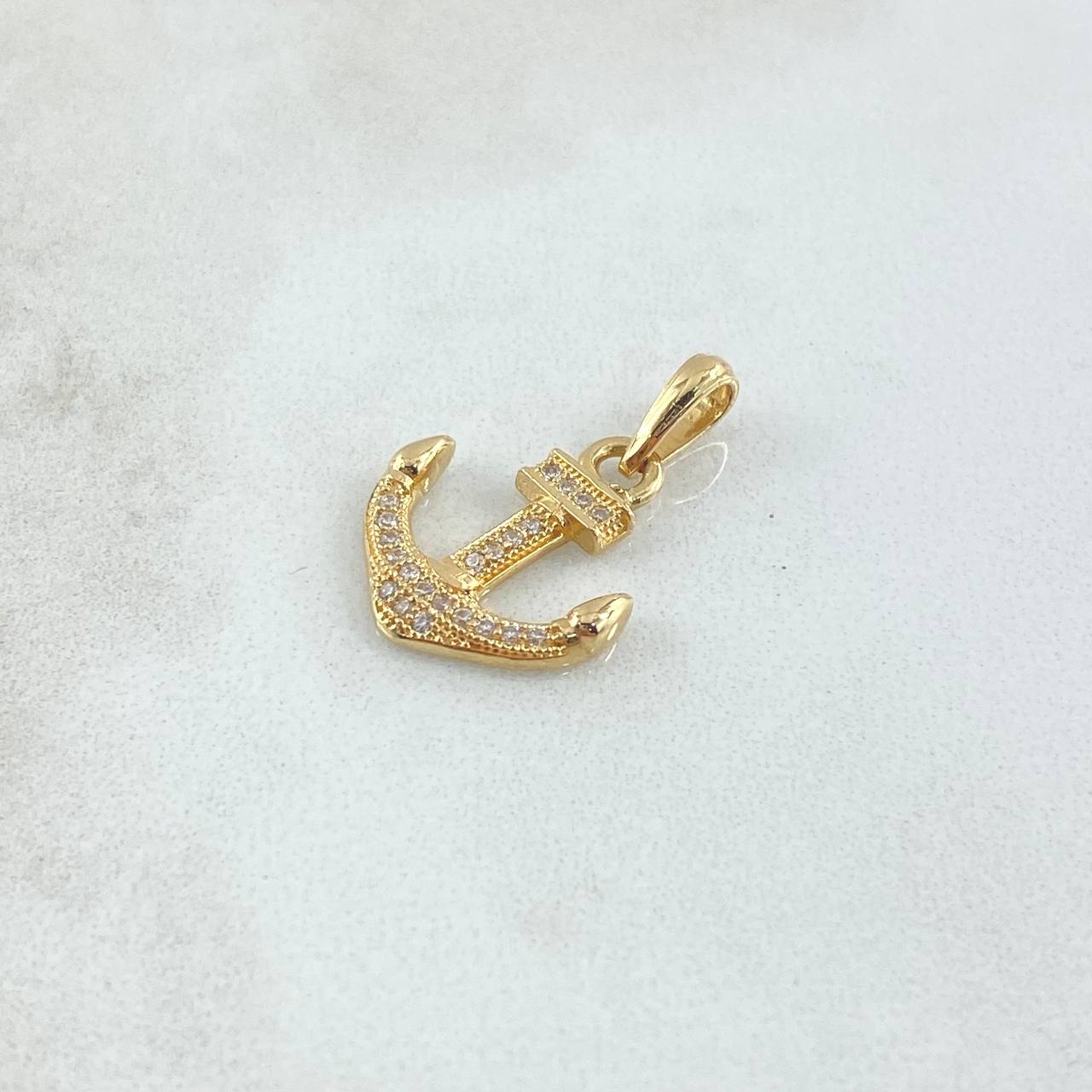 Pendant Anchor 1.65gr / 2.3cm / White Zirconia 18K Yellow Gold