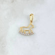 Dije Vaca Basteada 0.85gr / 2cm / Circones Blancos Oro Amarillo 18K