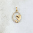 Pendant Virgin Mary Flowered Circle 1.25gr / 2.7cm / White Zirconia 18K Yellow Gold
