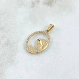 Pendant Virgin Mary Flowered Circle 1.25gr / 2.7cm / White Zirconia 18K Yellow Gold