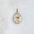 Dije Virgen Maria Circulo Floreado 1gr / 2.4cm / Circones Multicolor Oro Amarillo 18K