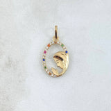 Dije Virgen Maria Circulo Floreado 1gr / 2.4cm / Circones Multicolor Oro Amarillo 18K