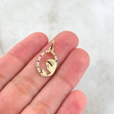 Dije Virgen Maria Circulo Floreado 1gr / 2.4cm / Circones Multicolor Oro Amarillo 18K