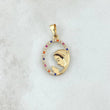 Dije Virgen Maria Circulo Floreado 1.25gr / 2.8cm / Circones Multicolor Oro Amarillo 18K
