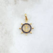 Dije Ancla Timón 1.7gr / 2.5cm / Circones Negros Oro Amarillo 18K